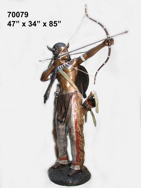 Bronze Indian with Bow Statue