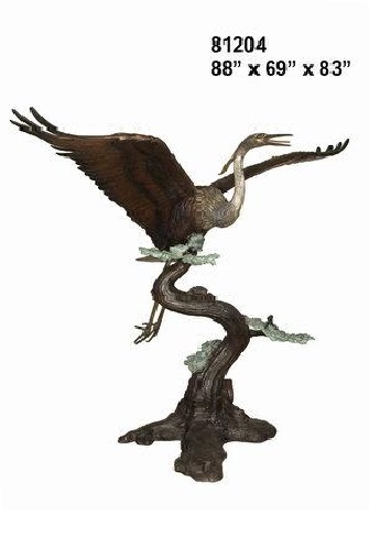 Bronze Crane Flying